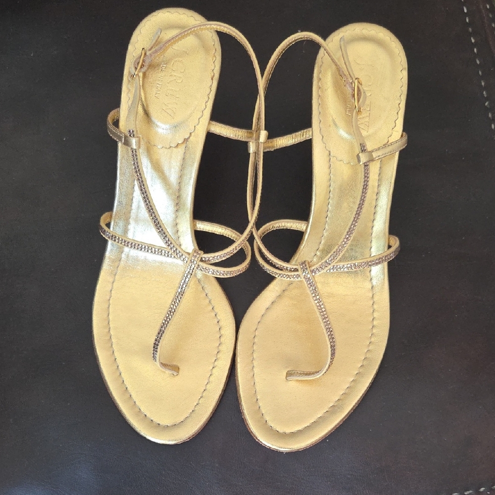 J. Crew Metallic Gold Strappy Sandals